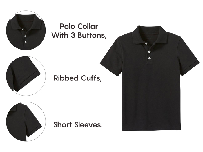 5-Pack School Uniform Tagless Polo Tshirt for Little Boys & Big Boys